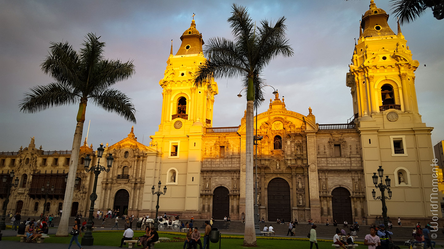 view of the church in plaza de armas in lima